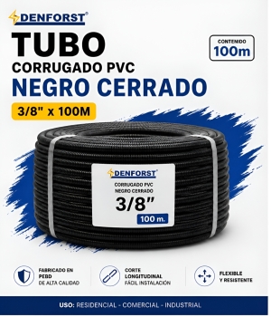 TUBO CORRUGADO PVC NEGRO CERRADO 3/8" X 100M