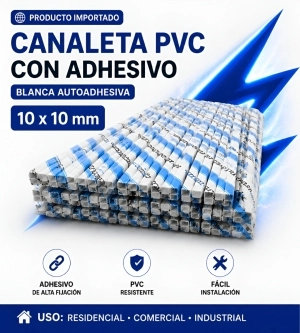 CANALETA DE PVC 10 x 10 C/ ADHESIVO – 50 UNID