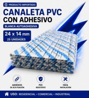 CANALETA DE PVC 24 x 14 C/ ADHESIVO – 25 UNID