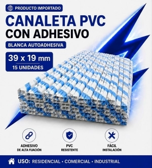 CANALETA DE PVC 39 x 19 C/ ADHESIVO – 15 UNID