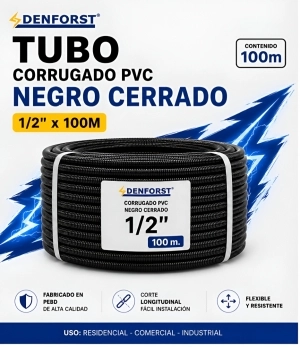 TUBO CORRUGADO PVC NEGRO CERRADO 1/2" X 100M 