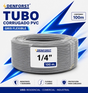 TUBO CORRUGADO PVC GRIS FLEXIBLE 1/4" X 100M