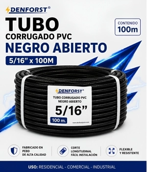TUBO CORRUGADO PVC NEGRO ABIERTO 5/16" X 100M
