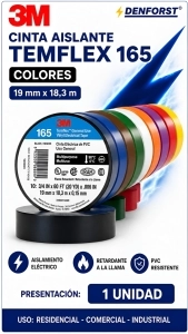 CINTA AISLANTE 3M TEMFLEX 165 COLORES