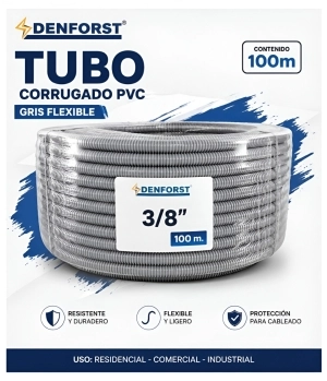TUBO CORRUGADO PVC GRIS FLEXIBLE 3/8" X 100M