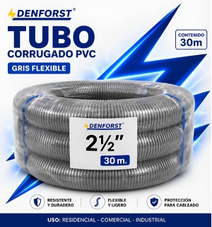 TUBO CORRUGADO PVC GRIS FLEXIBLE 2-1/2" X 30M