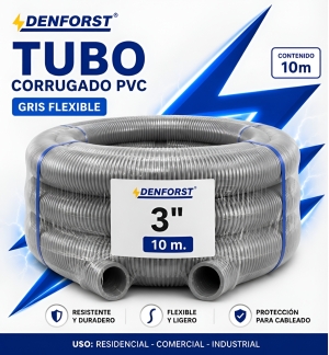 TUBO CORRUGADO PVC GRIS FLEXIBLE 3" X 10M
